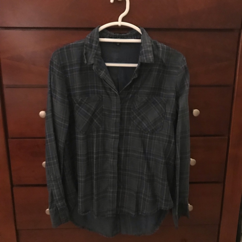 Velvet heart plaid chambray top